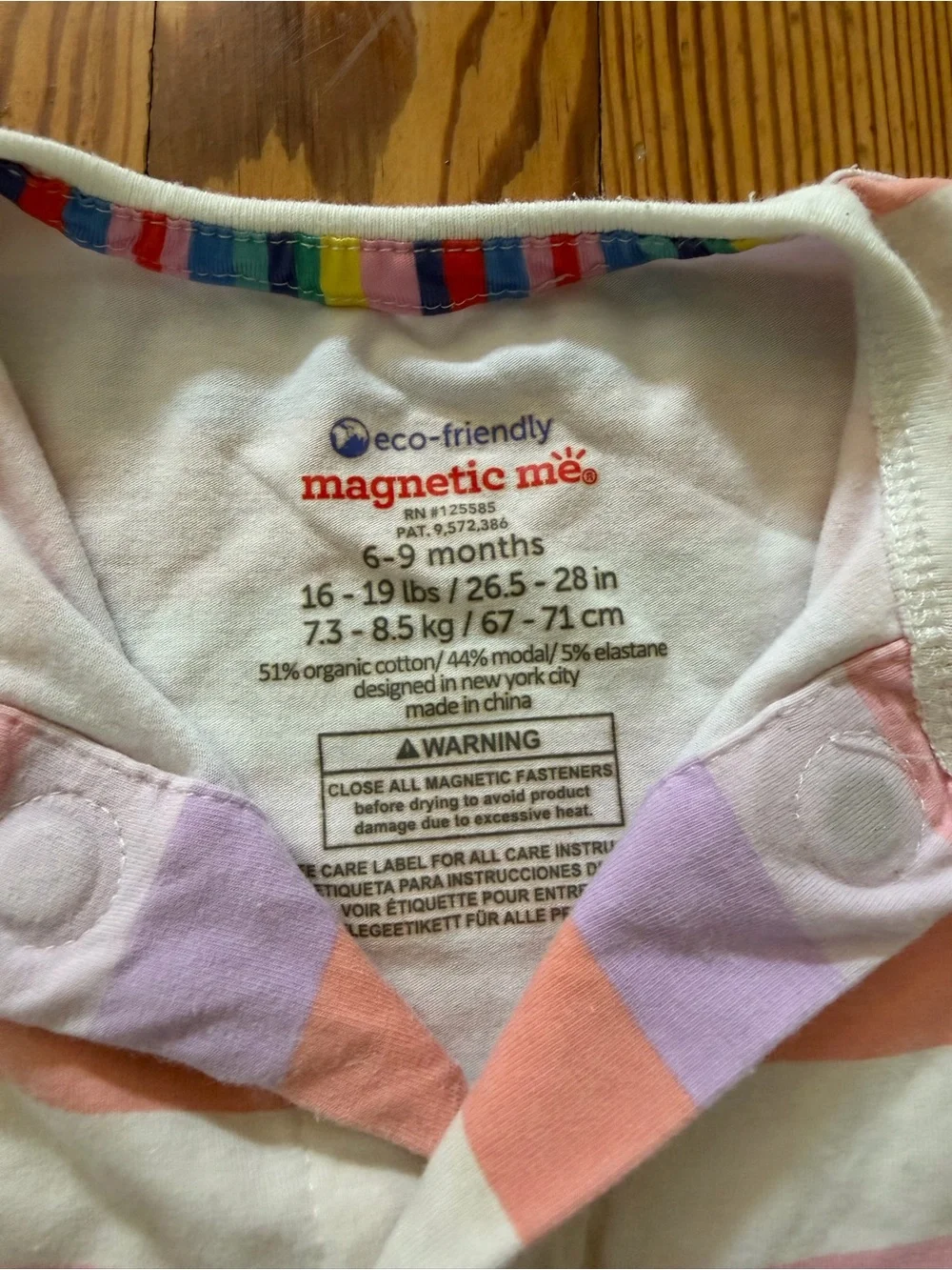 Magnetic Me Organic Cotton Modal Magnetic Footie Pink Purple Stripe 6-9M